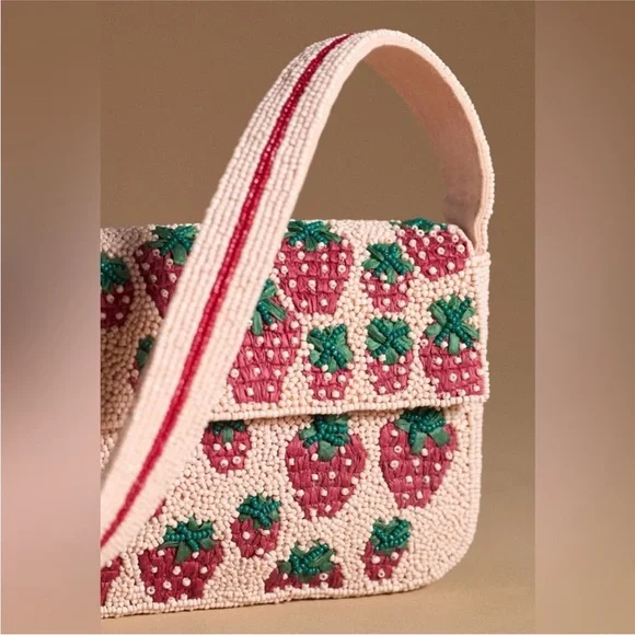 Anthropologie The Fiona Beaded Bag: Food & Drink Edition Strawberry Fields